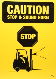 Sign - Caution Stop & Sound Horn