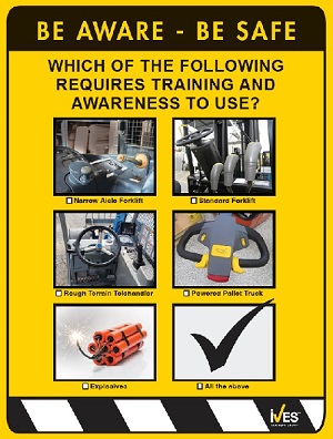 Be Aware Be Safe Poster - Forklifts image